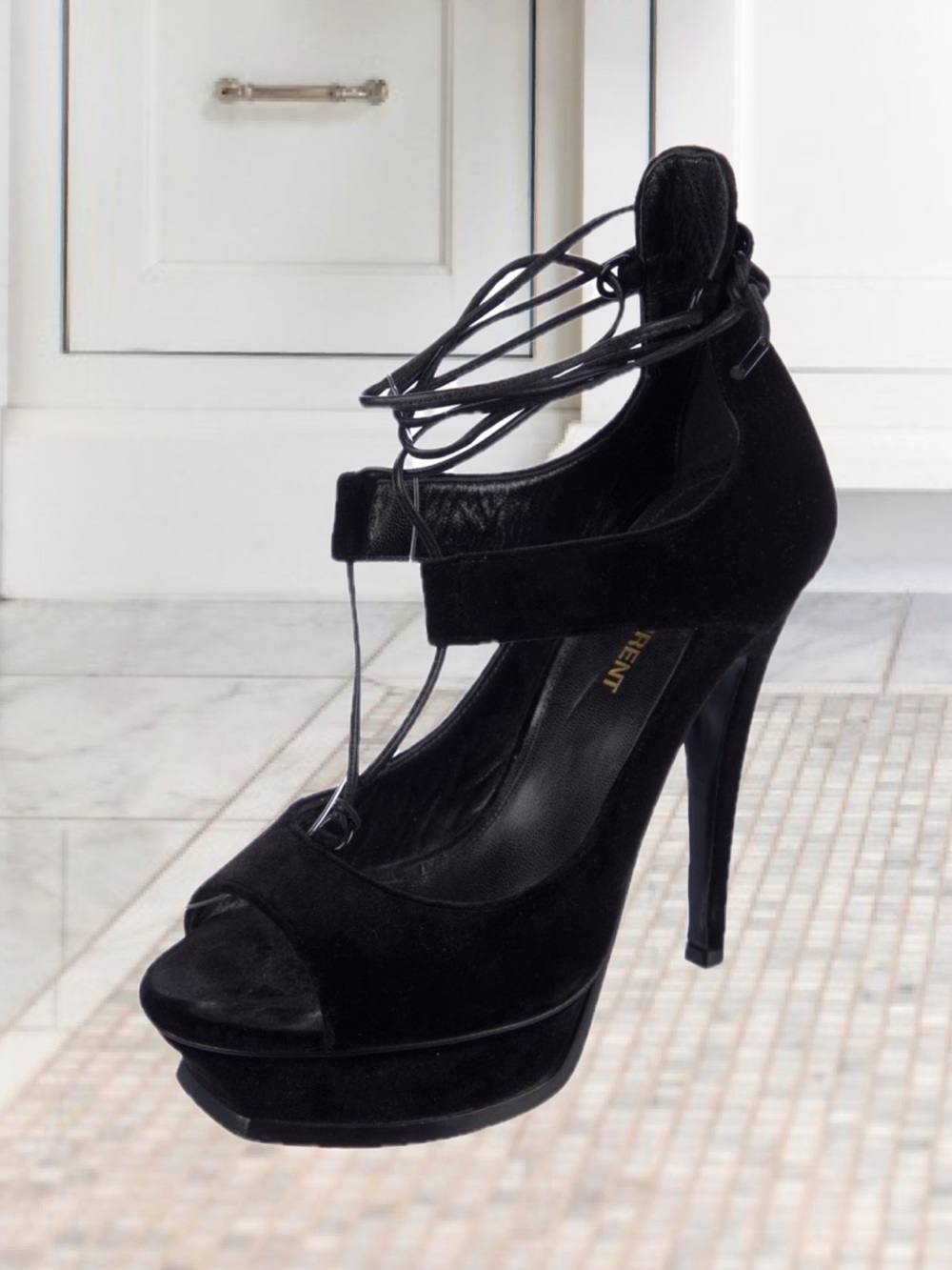 AUTHENTIC YSL BLACK SUEDE HEELS - Picture 3 of 7